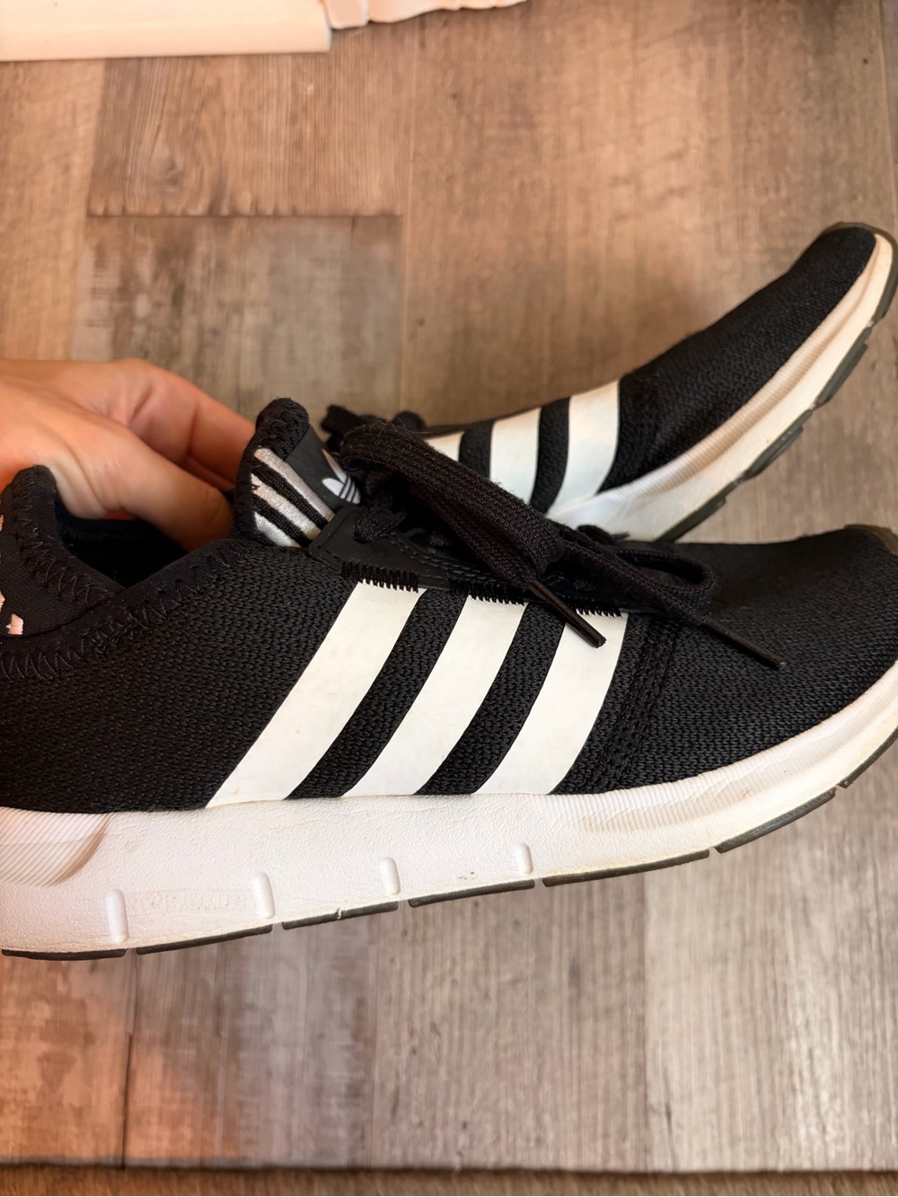 adidas Black and White Knit Lace-Up Sneakers